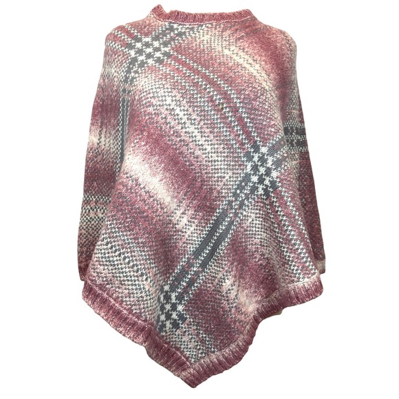 Liz Claiborne Chunky Wool Blend Poncho Women's Medium Sweater Cape Cozy Warm - Picture 5 of 7